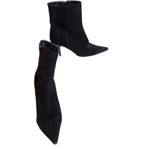 Fitzwell 8.5WW black suede stiletto ankle boots - Picture 4 of 7